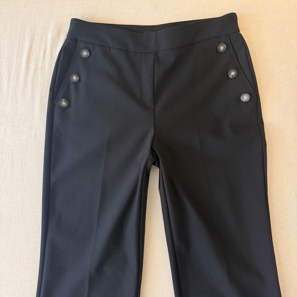 Rachel Zoe Sailor Button Flare Leg Trousers Women Size 8 Black - Picture 3 of 9